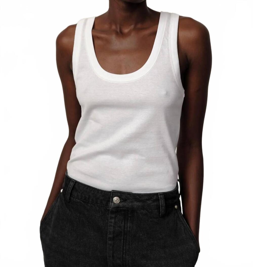 NEW HERSKIND sandra scoop neck tank top in white